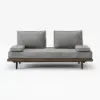 200 cm 3-Seater Cotton & Linen Convertible Sofa Bed with Pillows