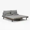 200 cm 3-Seater Cotton & Linen Convertible Sofa Bed with Pillows