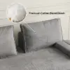 200 cm 3-Seater Cotton & Linen Convertible Sofa Bed with Pillows