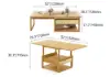Modern 52" Japandi Wood & Rattan Folding Nesting Coffee Table