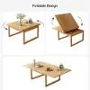 Modern 52" Japandi Wood & Rattan Folding Nesting Coffee Table