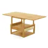 Modern 52" Japandi Wood & Rattan Folding Nesting Coffee Table