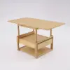 Modern 52" Japandi Wood & Rattan Folding Nesting Coffee Table