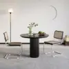 Japandi 80 cm Round Black Wood Dining Table, Seats 2
