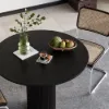 Japandi 80 cm Round Black Wood Dining Table, Seats 2