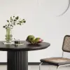 Japandi 80 cm Round Black Wood Dining Table, Seats 2