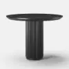 Japandi 80 cm Round Black Wood Dining Table, Seats 2