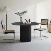 Japandi 100 cm Round Black Wood Dining Table, Seats 2-4