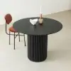 Japandi 100 cm Round Black Wood Dining Table, Seats 2-4