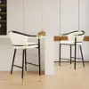 Cranis Beige Velvet Bar Stool with Upholstered, 1 Piece