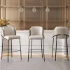 Linenic Light Grey PU Leather Bar Stool with Upholstered, 1 Piece
