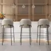 Linenic Light Grey PU Leather Bar Stool with Upholstered, 1 Piece