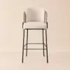 Linenic Light Grey PU Leather Bar Stool with Upholstered, 1 Piece