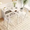 Farmhouse 119 cm White Wood Sideboard with Extendable Top & Cabinets