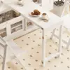 Farmhouse 119 cm White Wood Sideboard with Extendable Top & Cabinets