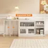 Farmhouse 119 cm White Wood Sideboard with Extendable Top & Cabinets