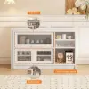 Farmhouse 119 cm White Wood Sideboard with Extendable Top & Cabinets