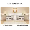 Farmhouse 119 cm White Wood Sideboard with Extendable Top & Cabinets