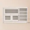 Farmhouse 119 cm White Wood Sideboard with Extendable Top & Cabinets