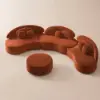 370 cm 4-Piece Curved Velvet Sectional Sofa with Ottoman & Pillows – Modular Orange Upholstered