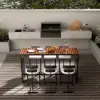 Grida 7-Piece Outdoor Teak & Aluminium Bar Dining Set with 6 Bar Stools