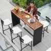 Grida 7-Piece Outdoor Teak & Aluminium Bar Dining Set with 6 Bar Stools