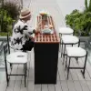 Grida 7-Piece Outdoor Teak & Aluminium Bar Dining Set with 6 Bar Stools
