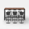 Grida 7-Piece Outdoor Teak & Aluminium Bar Dining Set with 6 Bar Stools