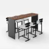Grida 7-Piece Outdoor Teak & Aluminium Bar Dining Set with 6 Bar Stools