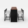 Grida 7-Piece Outdoor Teak & Aluminium Bar Dining Set with 6 Bar Stools