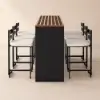 Grida 7-Piece Outdoor Teak & Aluminium Bar Dining Set with 6 Bar Stools