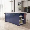 1830mm Large Blue Kitchen Island with Storage Modern Kitchen Cabinet