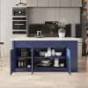 1830mm Large Blue Kitchen Island with Storage Modern Kitchen Cabinet