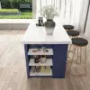 1830mm Large Blue Kitchen Island with Storage Modern Kitchen Cabinet