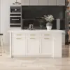 Modern 183 cm Wood Kitchen Island with Drawers & Cabinets, White
