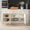 Modern 183 cm Wood Kitchen Island with Drawers & Cabinets, White