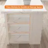 Modern 183 cm Wood Kitchen Island with Drawers & Cabinets, White