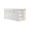 Modern 183 cm Wood Kitchen Island with Drawers & Cabinets, White