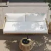 Ropipe Outdoor Aluminium & Rope Weave 2-Seater Swing Sofa in White