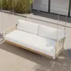 Ropipe Outdoor Aluminium & Rope Weave 2-Seater Swing Sofa in White