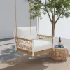 Ropipe Outdoor Aluminium & Rope Weave 1-Seater Swing Sofa in White