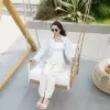 Ropipe Outdoor Aluminium & Rope Weave 1-Seater Swing Sofa in White