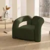 Picture of Japandi Dark Green Boucle Accent Chair Shaggy Armchair for Living Room