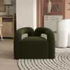 Picture of Japandi Dark Green Boucle Accent Chair Shaggy Armchair for Living Room