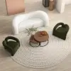 Picture of Japandi Dark Green Boucle Accent Chair Shaggy Armchair for Living Room