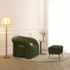Picture of Japandi Dark Green Boucle Accent Chair Shaggy Armchair for Living Room