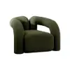 Picture of Japandi Dark Green Boucle Accent Chair Shaggy Armchair for Living Room