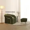 Picture of Japandi Dark Green Boucle Accent Chair Shaggy Armchair for Living Room
