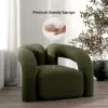 Picture of Japandi Dark Green Boucle Accent Chair Shaggy Armchair for Living Room