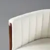 Picture of Velvet Upholstered Channel Tufted Barrel Accent Chair with Wooden Legs – Beige